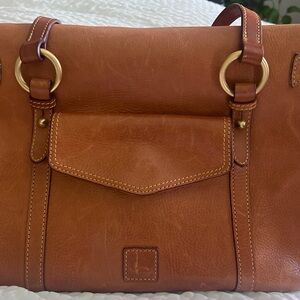Dooney & Bourke Florentine Leather Satchel | Brown Tassel Shoulder Bag